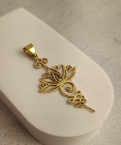 Pingente Dourado Flor De Lotus Espiral