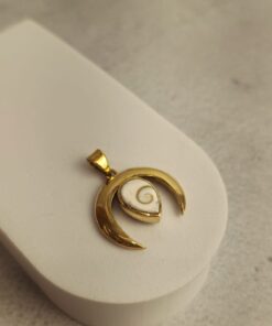 Pingente Dourado Meia Lua Concha