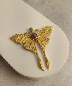 Pingente Dourado Mariposa Ametista