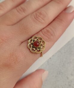 Anel Ajustável Dourado Cornalina