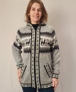 Agasalho Peruano Com Bolso, Zíper e Capuz