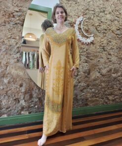 Vestido Longo Viscose Manguinha Estonado