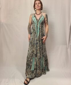 Vestido Indiano Longo Amarração Nas Costas