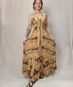 Vestido Indiano Longo Amarração Nas Costas