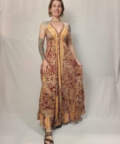 Vestido Indiano Longo Amarração Nas Costas
