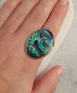 Anel Ajustável Prateado Abalone