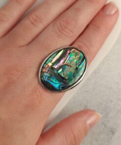 Anel Ajustável Prateado Abalone
