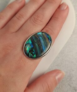 Anel Ajustável Prateado Abalone