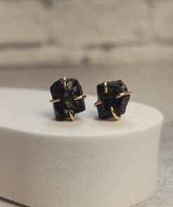 Brinco Dourado Turmalina Negra